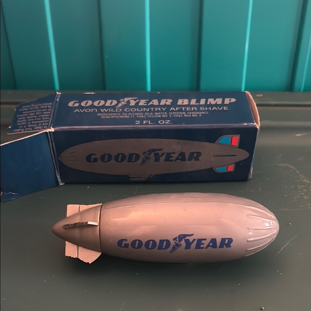 Vintage Goodyear Blimp Avon After Shave bottle. Damaged.